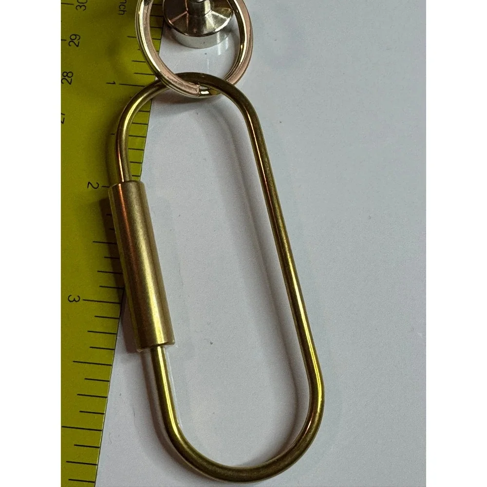 Birdie‎ Brass Carabiner Keychain Gold Tone Oval Screw Lock Key Ring Accessory